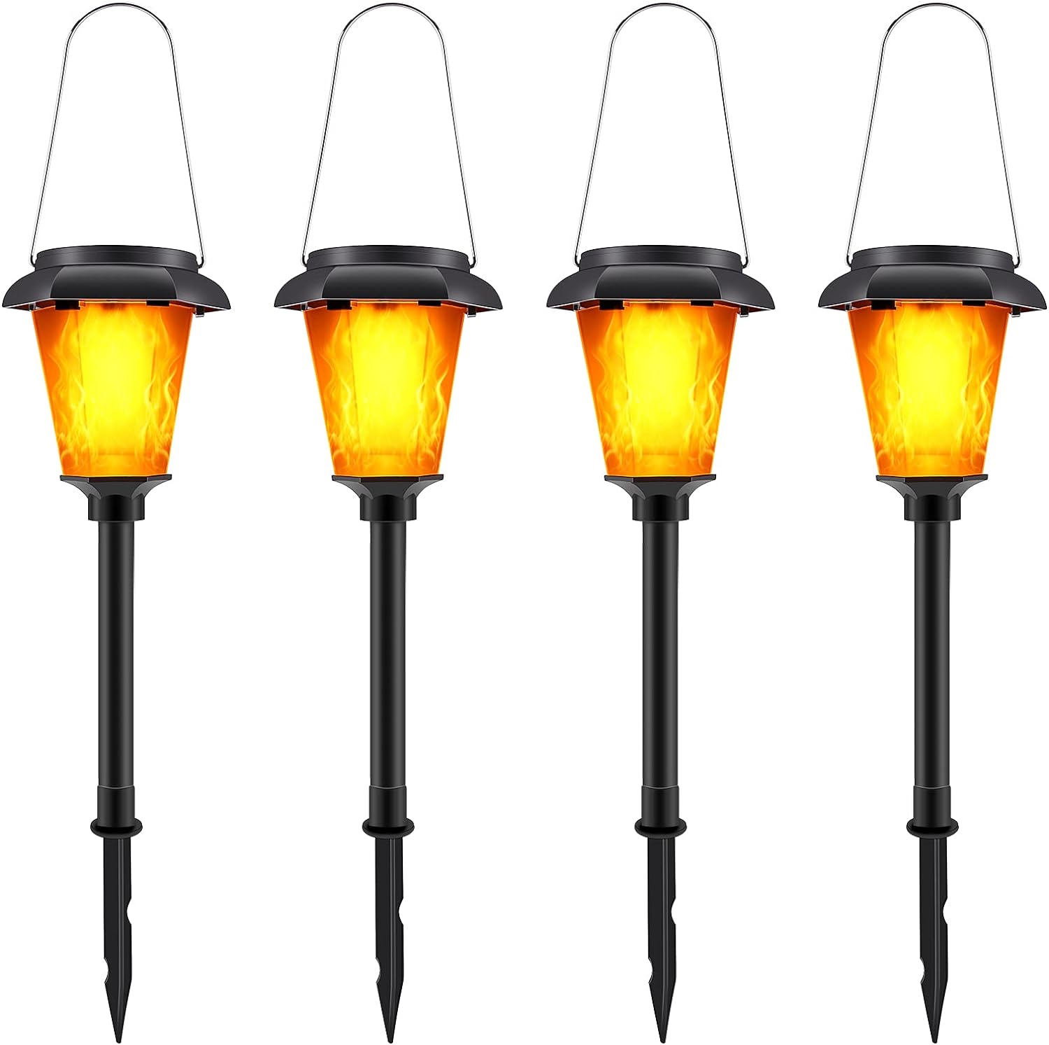 Flickering Flame Solar Lights, IMAGE 4 Pcs Solar Torch Light with