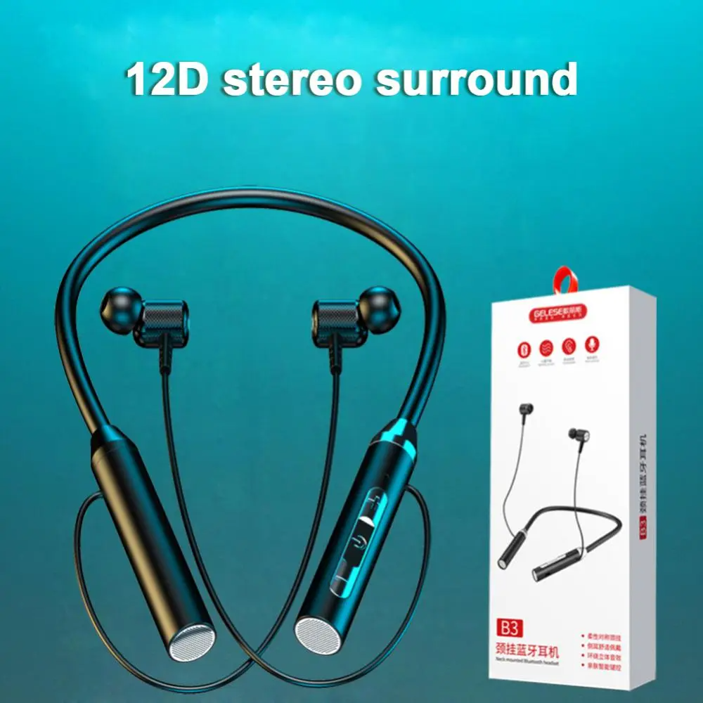 Neck Wireless Bluetooth-Compatible 5.0 Earphones Magnetic Sports Headset Waterproof Earbuds Noise Reduction Headphones(blue only)