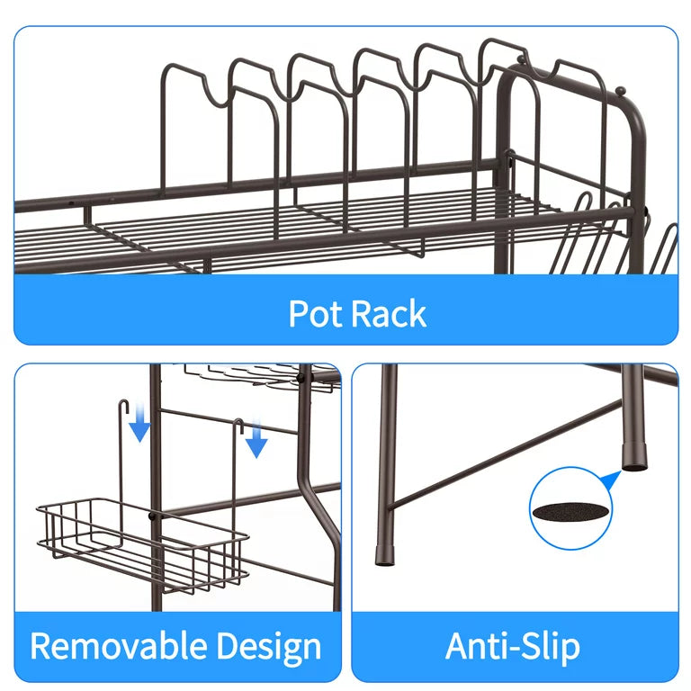 $13 off online!!! Over The Sink Dish Drying Rack, 2 Tier Stainless Steel Large Sink Dish Rack