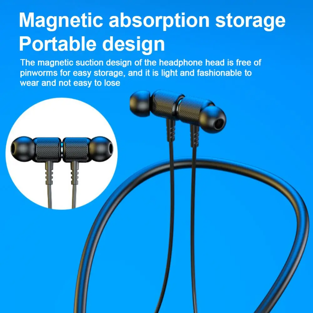 Neck Wireless Bluetooth-Compatible 5.0 Earphones Magnetic Sports Headset Waterproof Earbuds Noise Reduction Headphones(blue only)