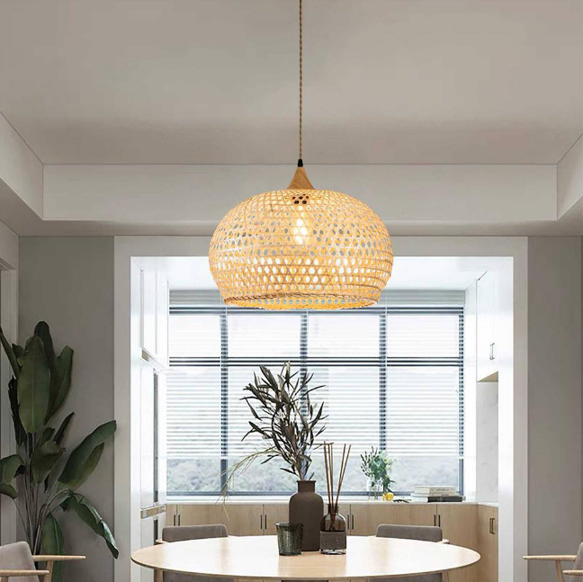 55% off Home Depot!!! Lily 1-Light Beige Pendant Design Pendant Light with Rattan Shade