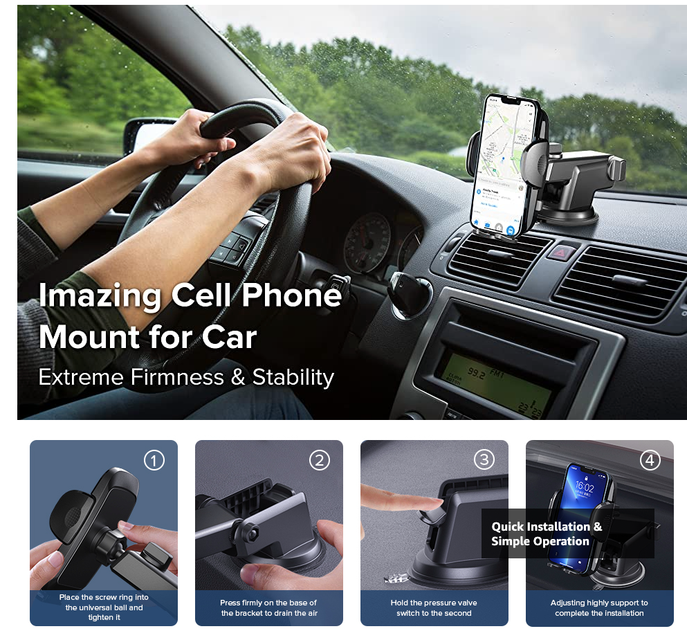 70% off!!! Imazing Cell Phone Automobile Cradles - Phone Mount for Car Dashboard/Windshield/Air Vent Universal Accessories, Compatible with iPhone, Samsung Other Cell Phone