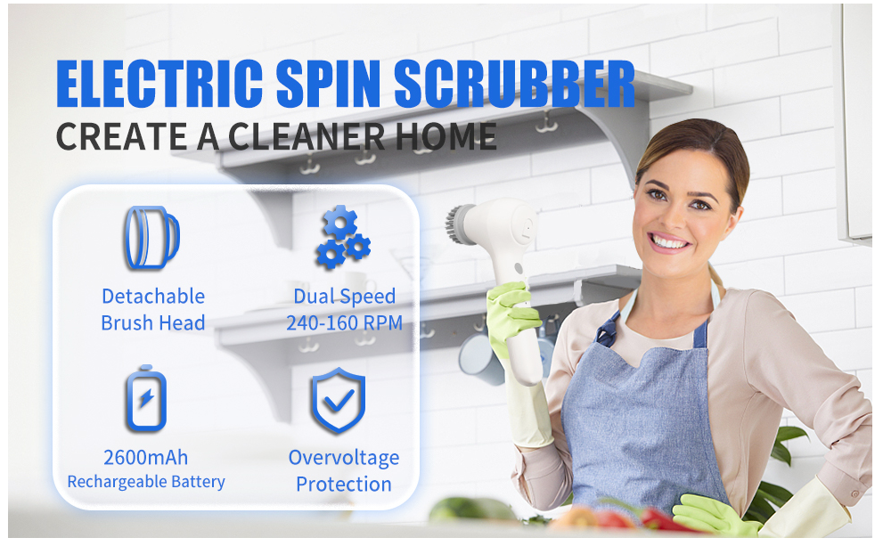 70% off ebay!!! Electric Spin Scrubber, Cordless Power Scrubber Cleaning Brush with Auto Deterge