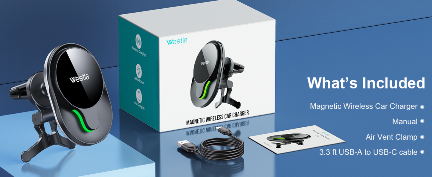 50% off Amazon!!! Weetla Fits iPhone MagSafe Car Mount Charger,Magnetic Wireless Car Charger for Air Vent Mount Compatible with iPhone 14/13/12 Series and Magnetic Cases,Black