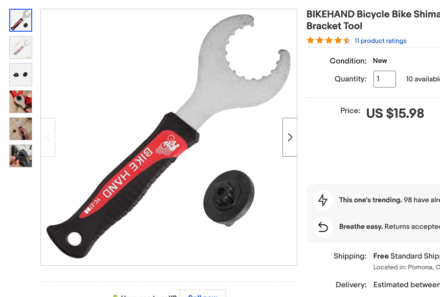 Bikehand Bicycle Bottom Bracket Removal Crank Tool - compatible with Shimano Hollowtech II