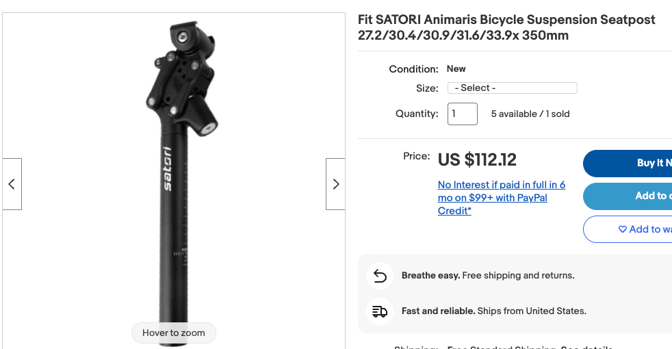 $10 off!!! SATORI Animaris Bicycle Suspension Seatpost 27.2 30.9 31.6mm free shipping US stock