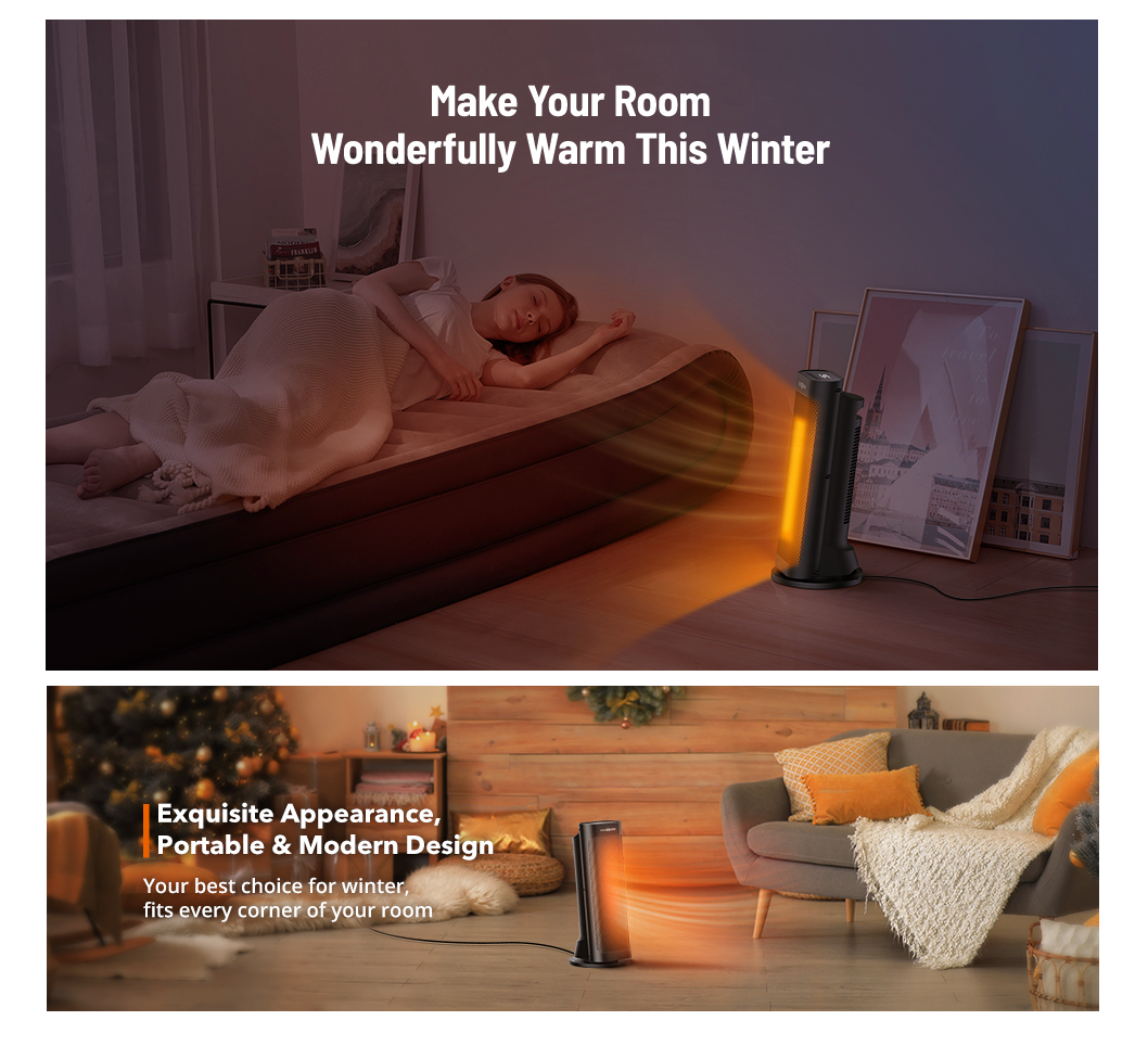 $6 off!!! Space Heater, PARIS RHÔNE 1500W 24" Portable Electric Space Heater for Large Room, Fast Heating, Remote, 70°Oscillation, 12H Timer, ECO Mode, Heater with Thermostat, Overheating &Tip-Over Protection