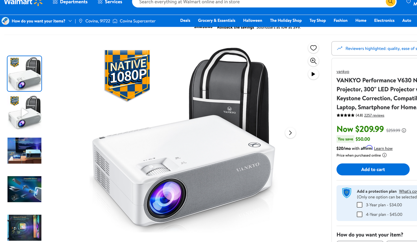 $100 off!!! VANKYO Performance V630 Native 1080P Full HD Projector, 300" LED Projector w/ ±45° Electronic Keystone Correction, Compatible with TV Stick, HDMI, Laptop, Smartphone for Home/Business Use