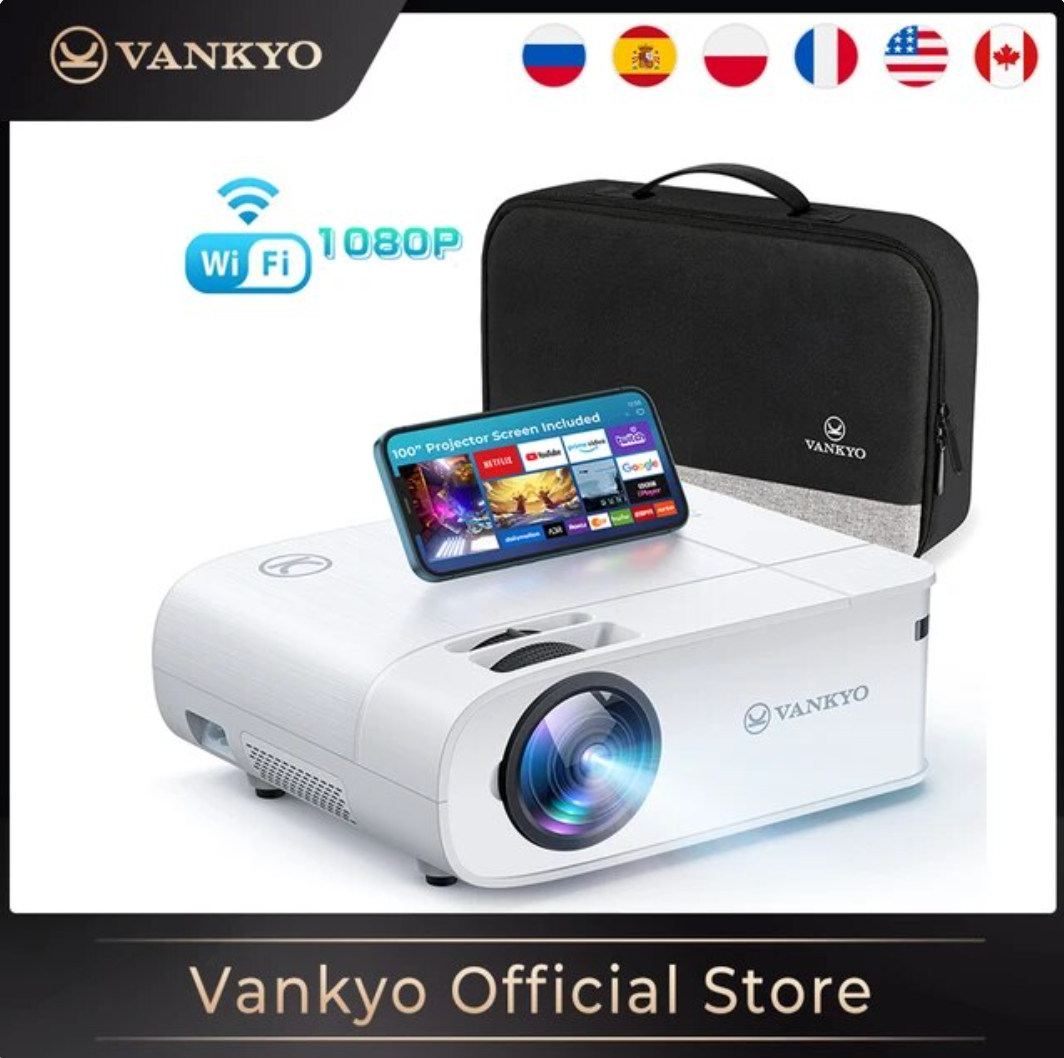 $100 off!!! VANKYO Leisure 480W WiFi Projector, Full HD LCD Native 1080P Projector W/ 100" Projection Screen, Outdoor Movie Projector Support 4K