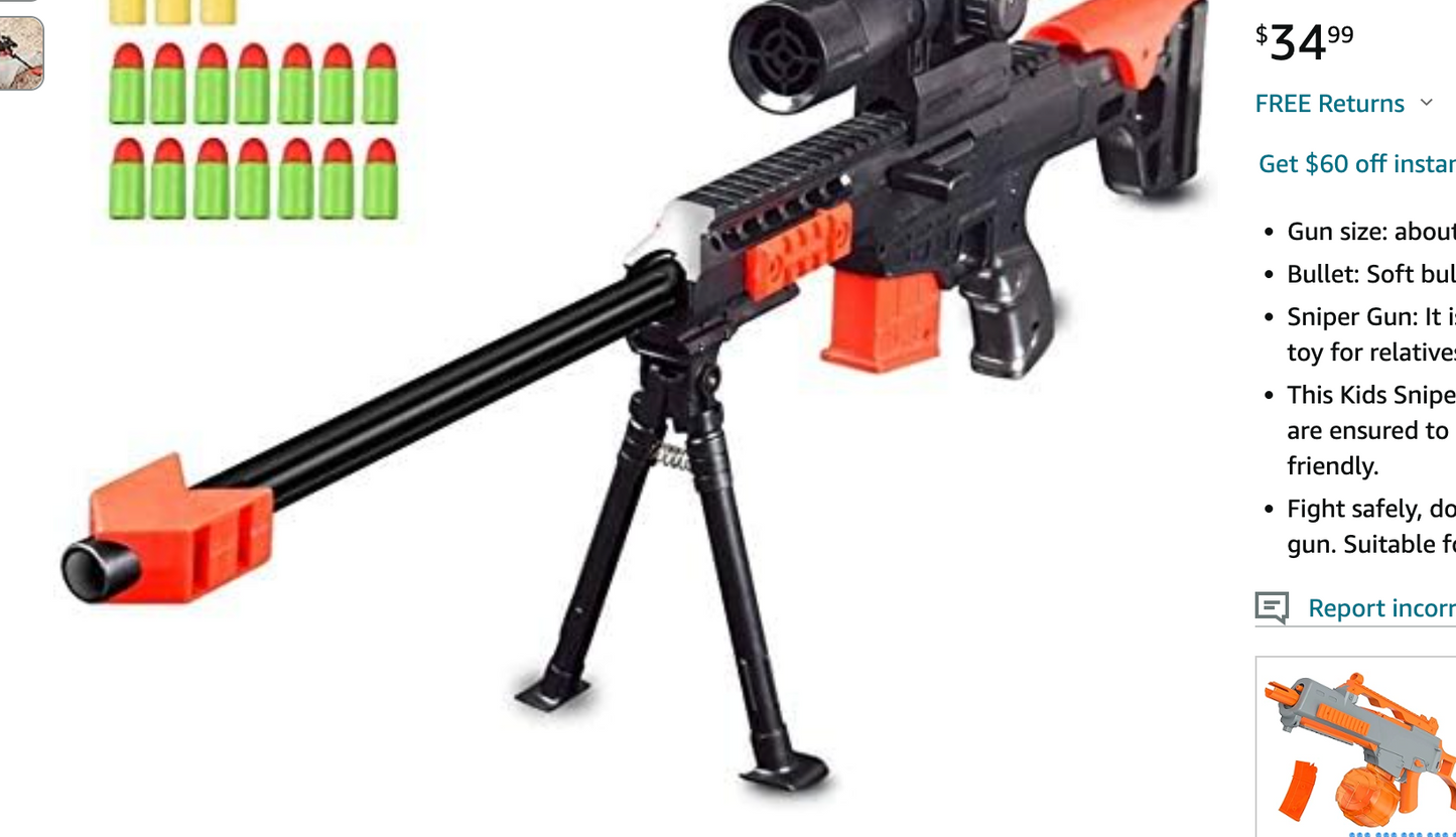 Toy Gun, Military Combat Barrett Sniper Rifle, Children Outdoor CS Soft Bullet Toy Sniper Rifle