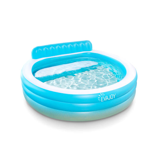 $30 off!!! Evajoy Inflatable Family Lounge Pool 88.5'' x 85'' x 21'' with Backrest