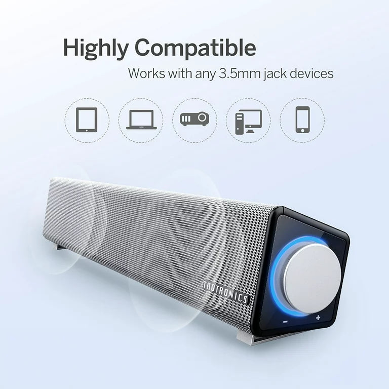 TaoTronics Computer Speakers, Wired Sound Bar, High Quality Speakers for Desktop, PC, Laptop, Tablets, Cellphone, Projector