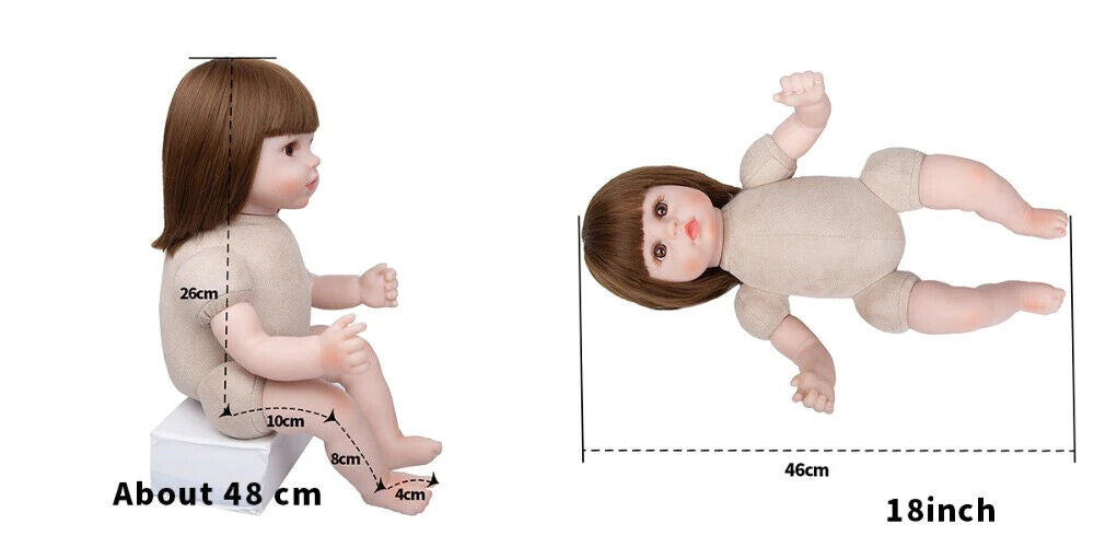 Reborn Baby Doll Cloth Body Stuffed Lifelike Babies Alive Doll Cosplay Panda 18inch