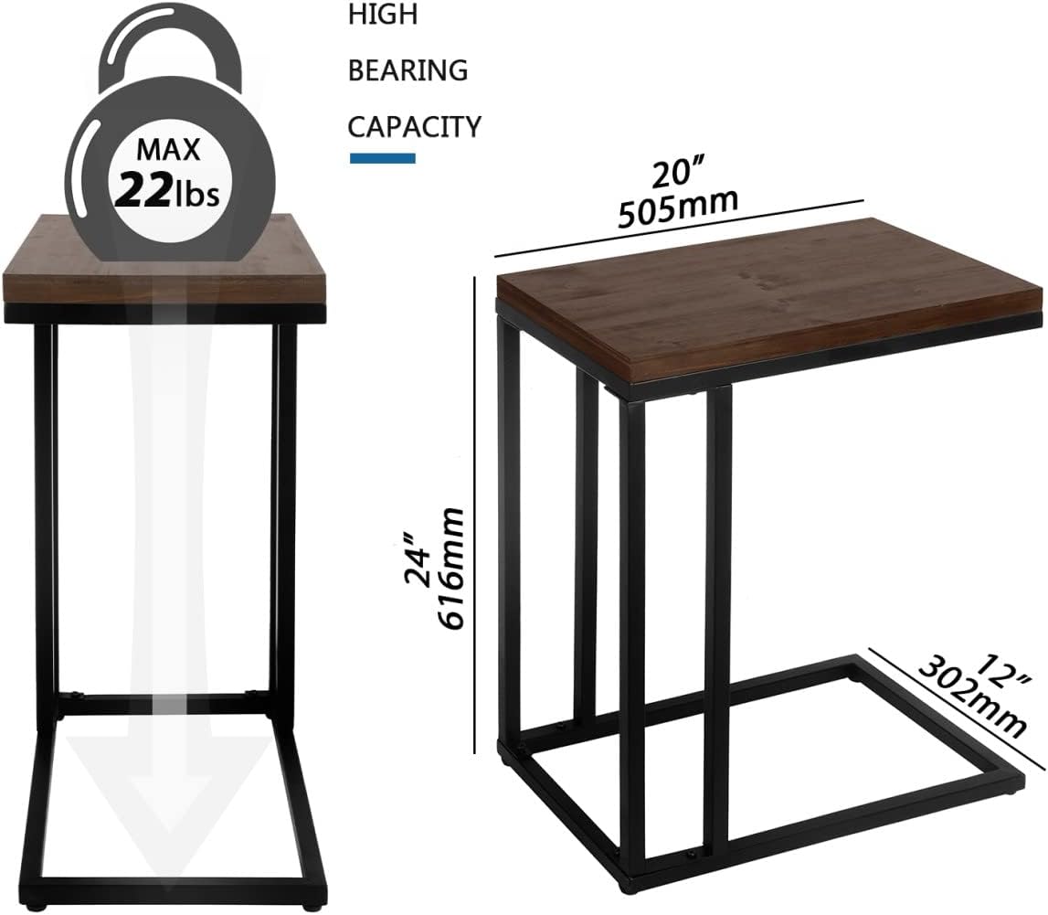 $10 off!!! Wood C Shape Coffee Table Bed End Side Table Sofa Snack Tray Laptop Holder Desk