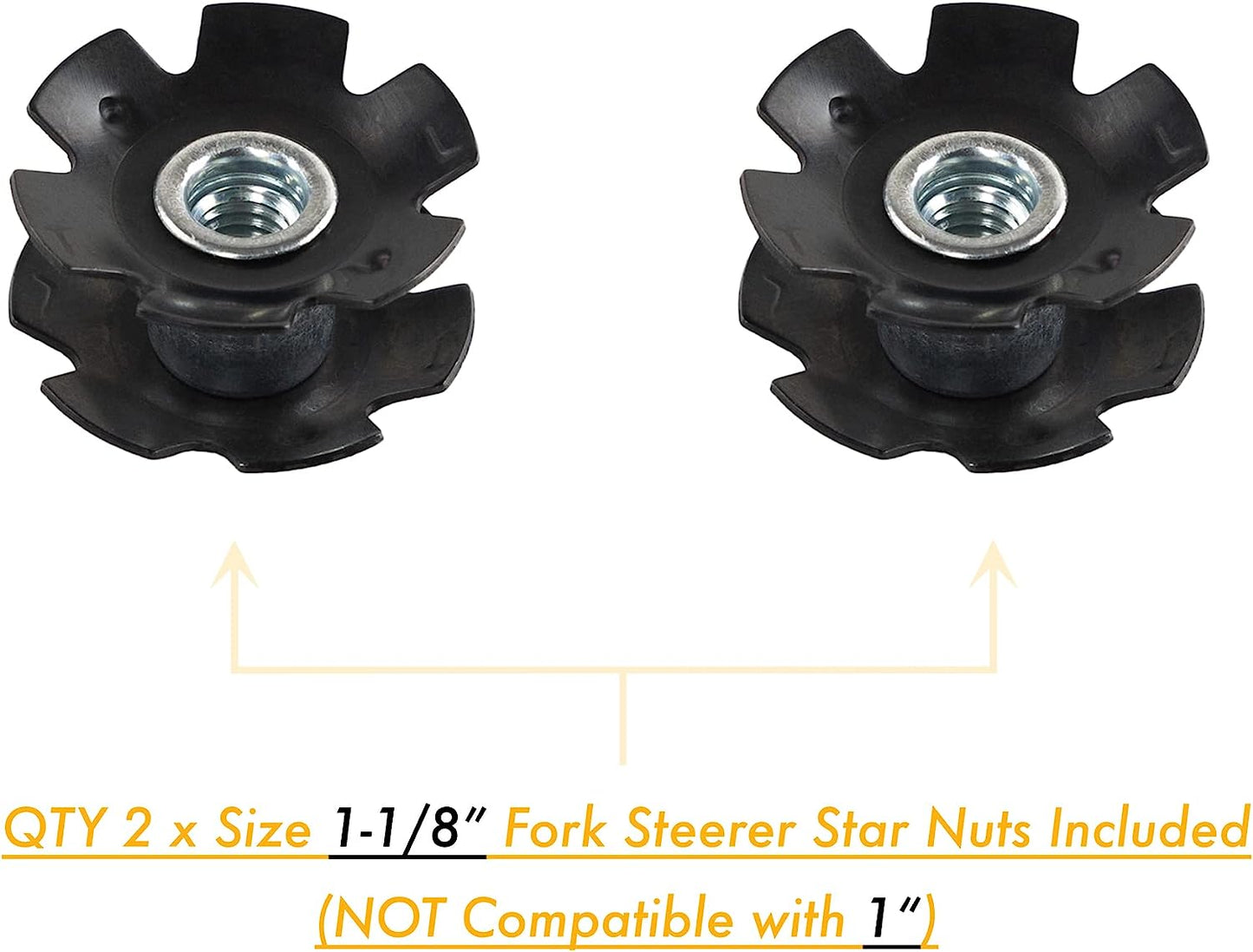 Bike Bicycle Fork Star Nut Setting Installer Install Tool with 2 Free Star Nuts - Size 1-1/8”