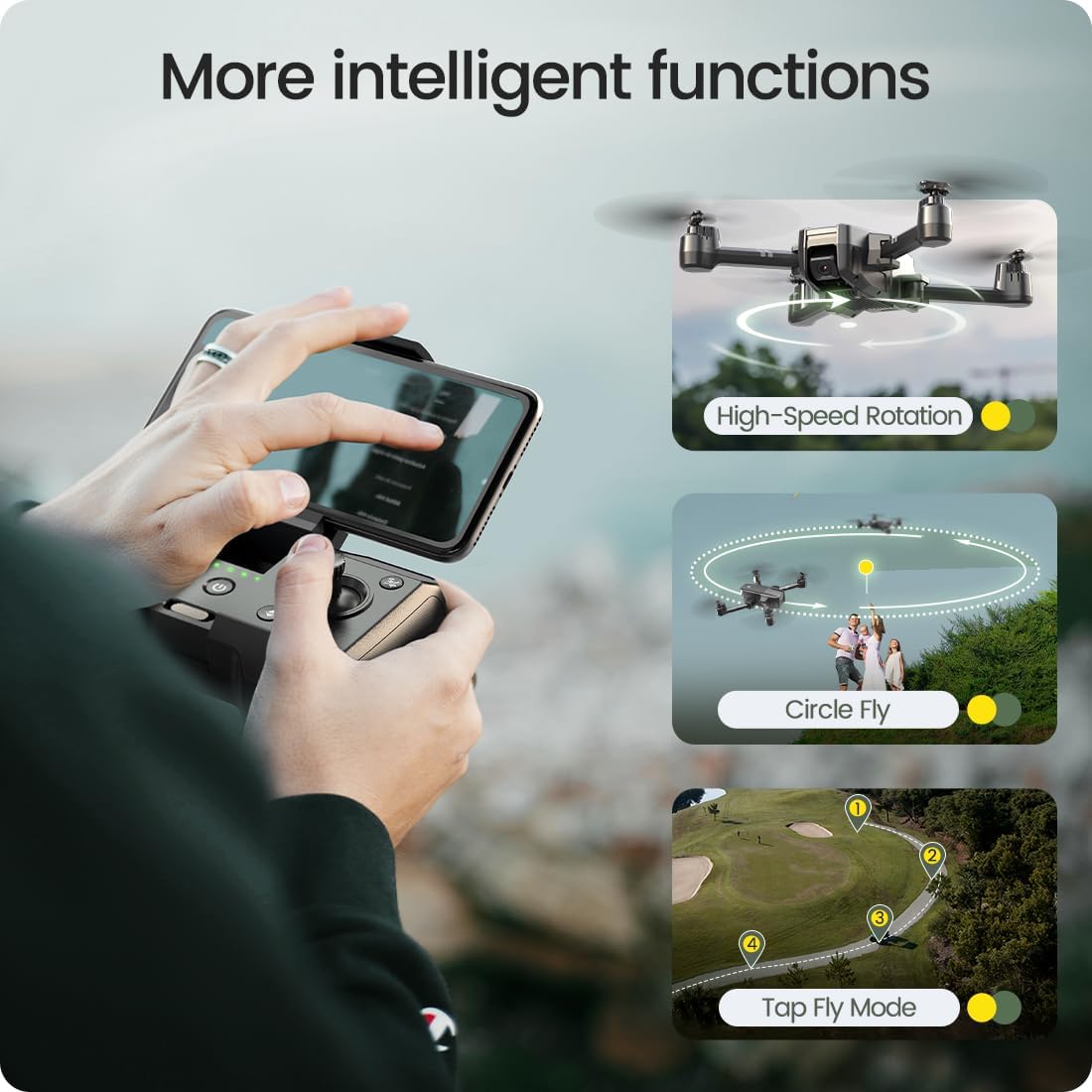 $30 0ff!!! Holy Stone HS440 Foldable FPV Drone with 1080P WiFi Camera for Adult Beginners and Kids; Voice Gesture Control RC Quadcopter with Modular Battery for long flight time, Auto Hover, Carrying Case