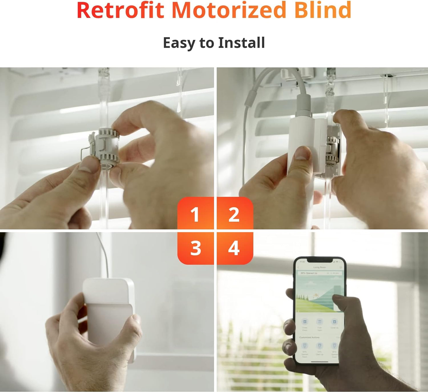 SwitchBot Blind Tilt Motorized Blinds - Smart Electric Blinds with Bluetooth Remote Control, Solar Powered, Light Sensing Control, Add Hub to Make it Compatible with Alexa & Google Home