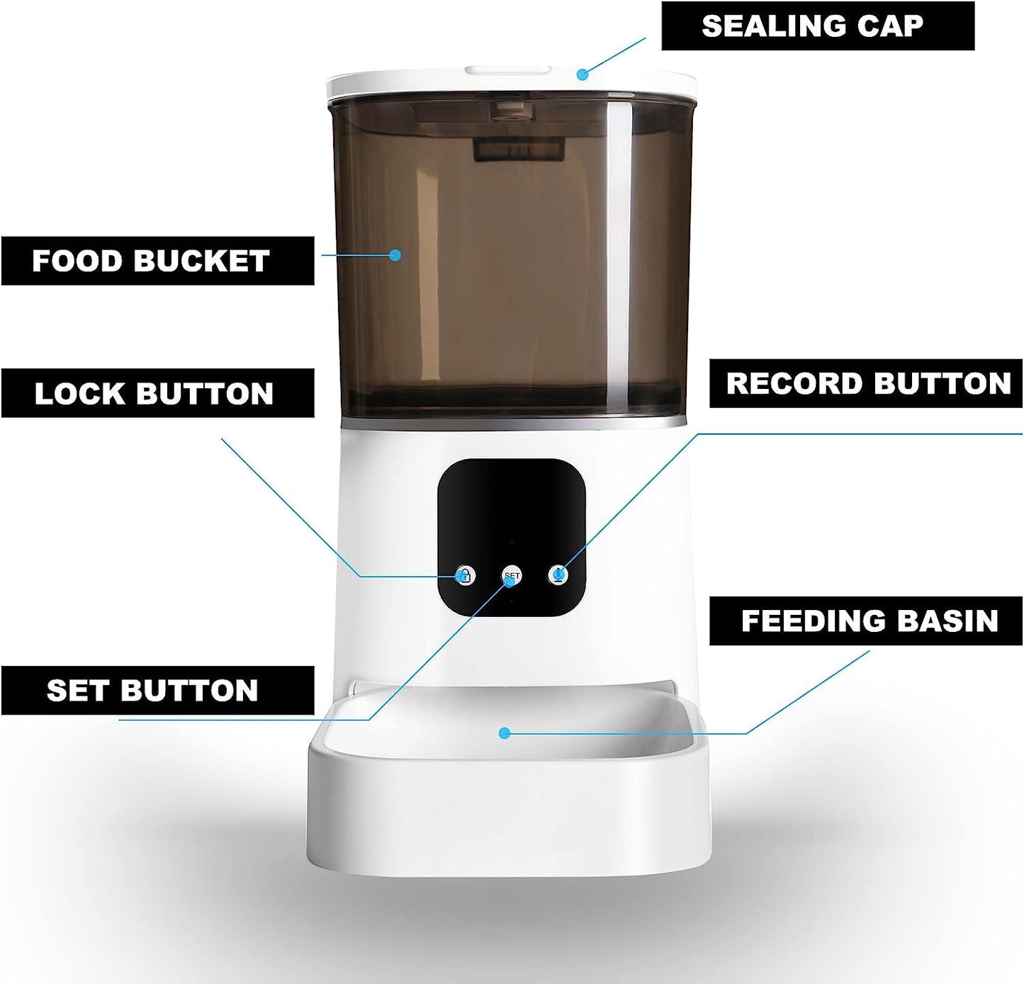 50% off!6L Automatic Feeder, 2.4G Wifi Enabled Smart Dry Food Dispenser for pets