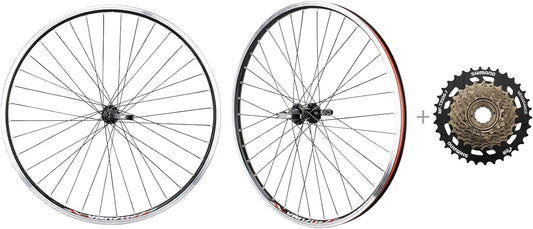 Bicycle Double Wall Rims MTB Wheelset 26" 7 Speed - Compatible with Shimano MF-TZ500-7 14-34T Freewheel - Front & Back Mountain Bike Wheels