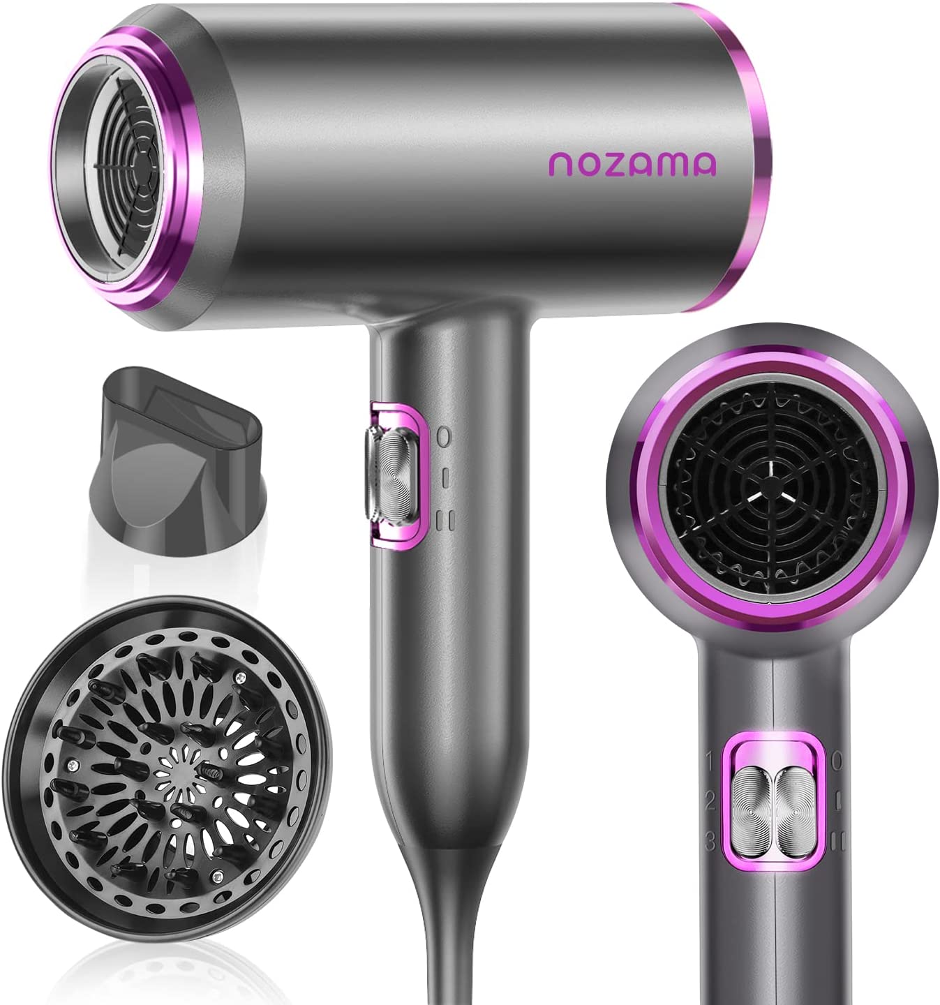 Ionic Hair Dryer, Nozama 1800W Professional Hair Blow Dryers with 3 Heat Setting