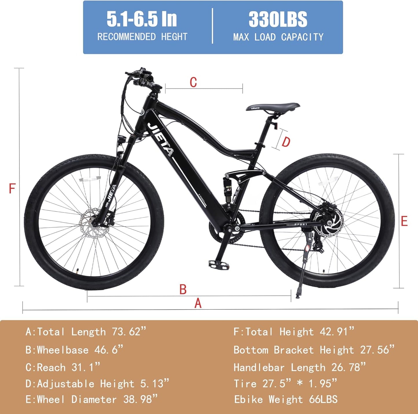 Full Suspension Ebike, 350W Adult Electric Bike, 26" Electric Bicycles for Men with Samsung Removable Lithium Battery, 7-Speed Aluminum Frame Ebike UL Certified