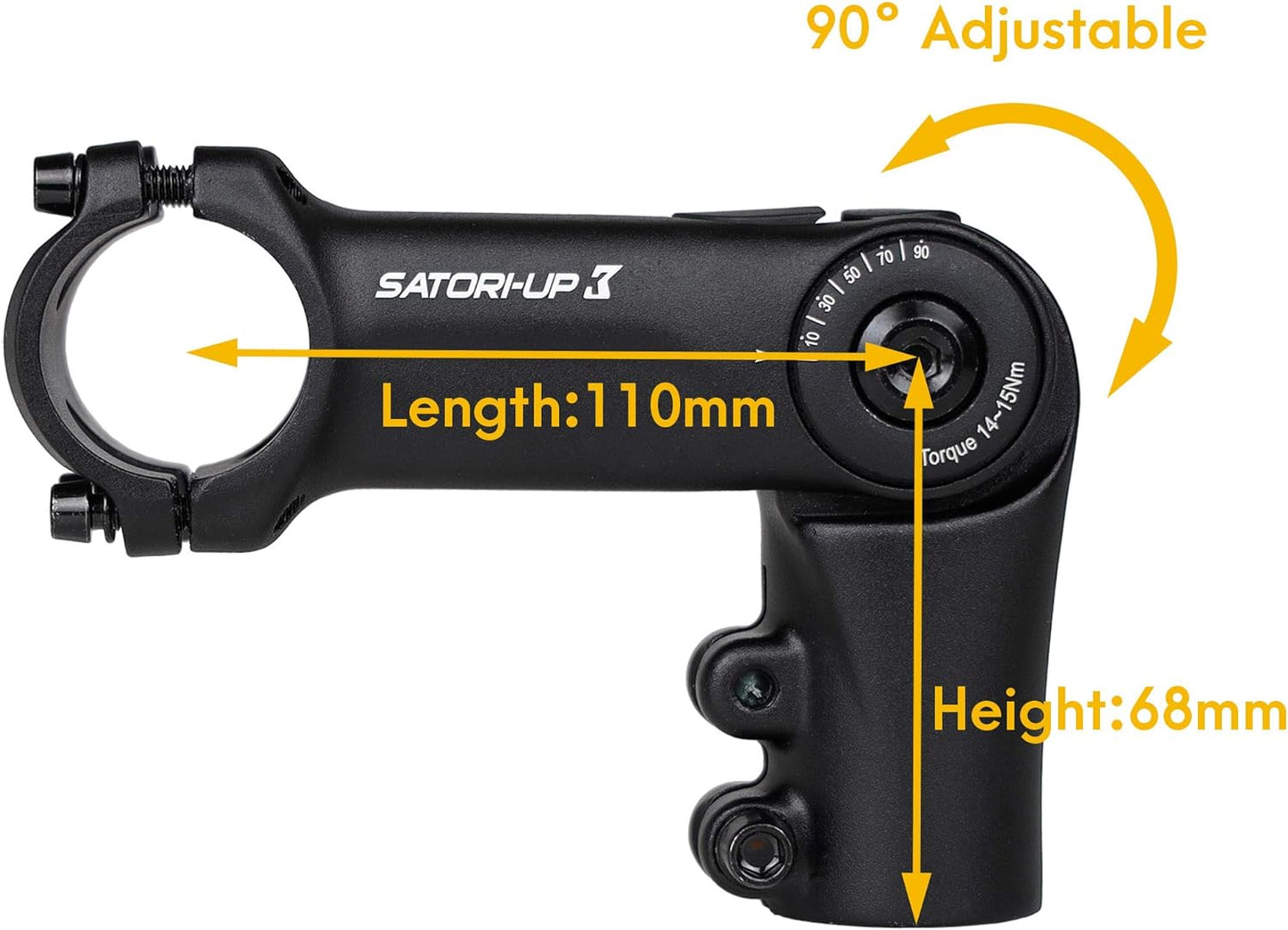 Satori UP3 Bike Bicycle Riser Extension Adjustable Handlebar Stem 1-1/8" x 31.8mm x 90mm/110mm - Great for Mountain Bike & Road Bike - 3D Forged Alloy