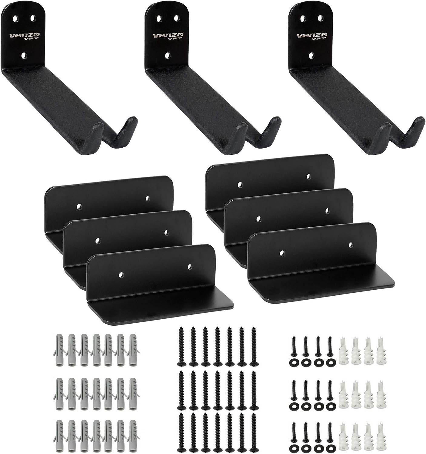 $5 off!!! Venzo Bike Bicycle Cycling Pedal Wall Mount Indoor Storage Hanger Stand - Hook Rack Holder - with Tire Brackets - Great for Garage and Shed