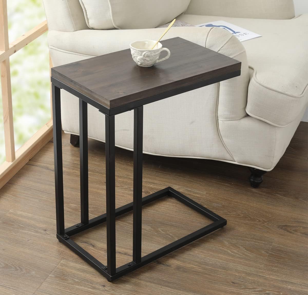 $10 off!!! Wood C Shape Coffee Table Bed End Side Table Sofa Snack Tray Laptop Holder Desk