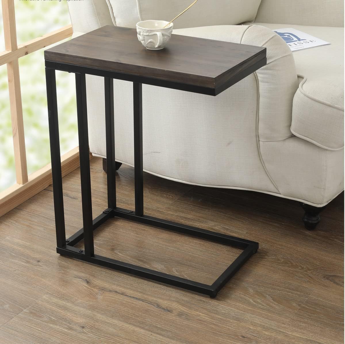 $10 off!!! Wood C Shape Coffee Table Bed End Side Table Sofa Snack Tray Laptop Holder Desk