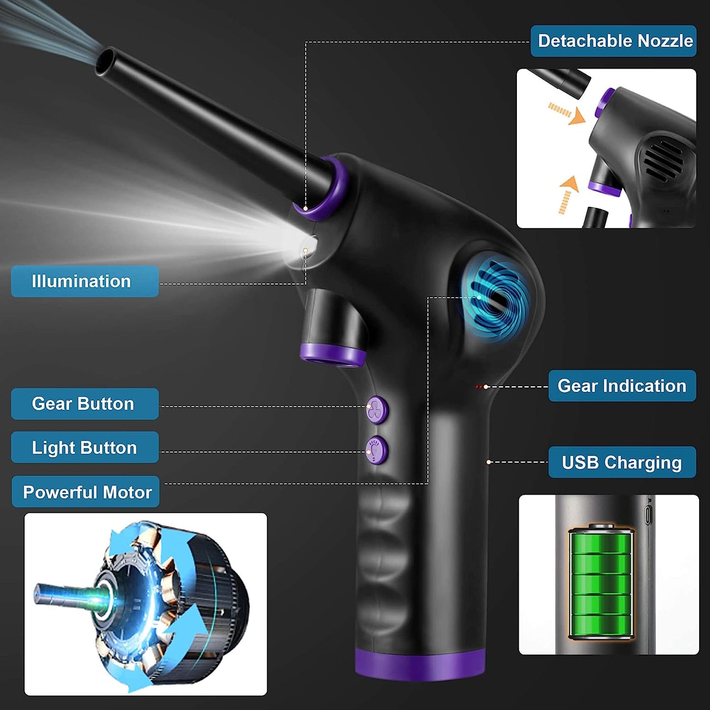 $23 off! Compressed Air Duster, Cordless Electric Air Blower with Light 10000mAh