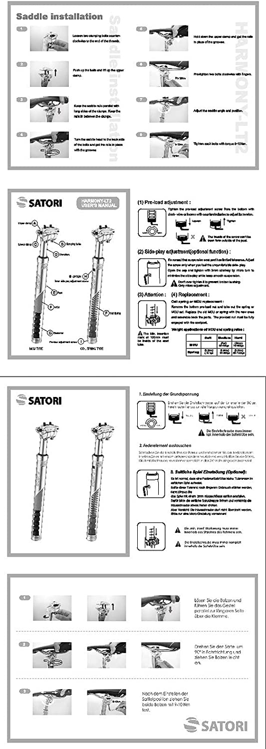 SATORI HARMONY Road Mountain Bike Bicycle Suspension Seatpost 31.6 30.9