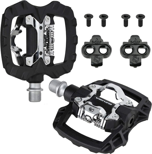 Venzo Multi-Use Compatible with Shimano SPD Mountain Bike Bicycle Sealed Clipless Pedals - Dual Platform Multi-Purpose - Great for Touring, Road, Trekking Bikes -Light Engineering Thermoplastic