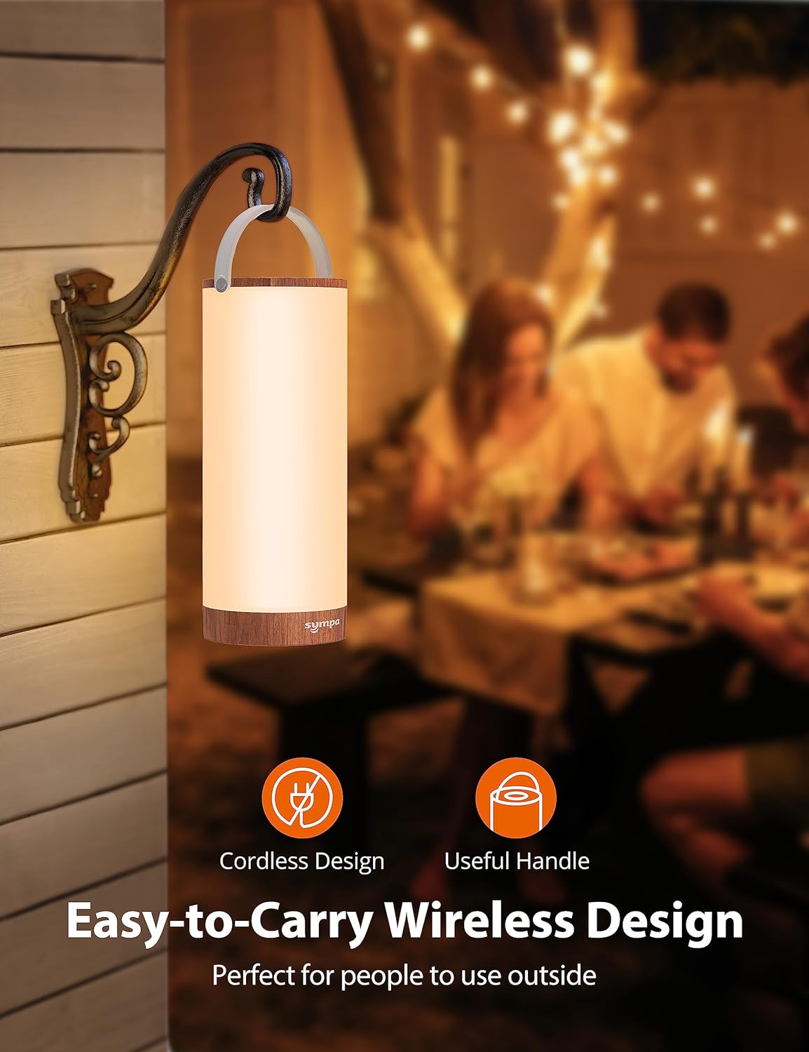 $10 off!! sympa 10.8" Cordless LED Table Lamp, 4000mAh Rechargeable Table Light, Touch Dimming Bedside Lamp Portable Wireless Table Lamp for Bedroom, Office, Outdoor Camping, Fir Wooden