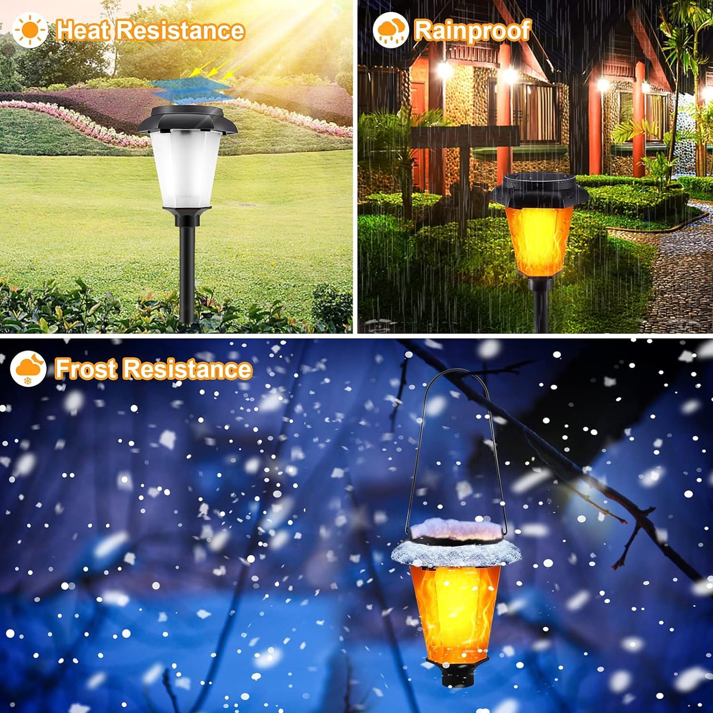 Flickering Flame Solar Lights, IMAGE 4 Pcs Solar Torch Light with Flickering Flame, Solar Powered Lights with Waterproof Function, Torch Solar Lights Outdoor with Ground Spike for Yard, Patio and Lawn