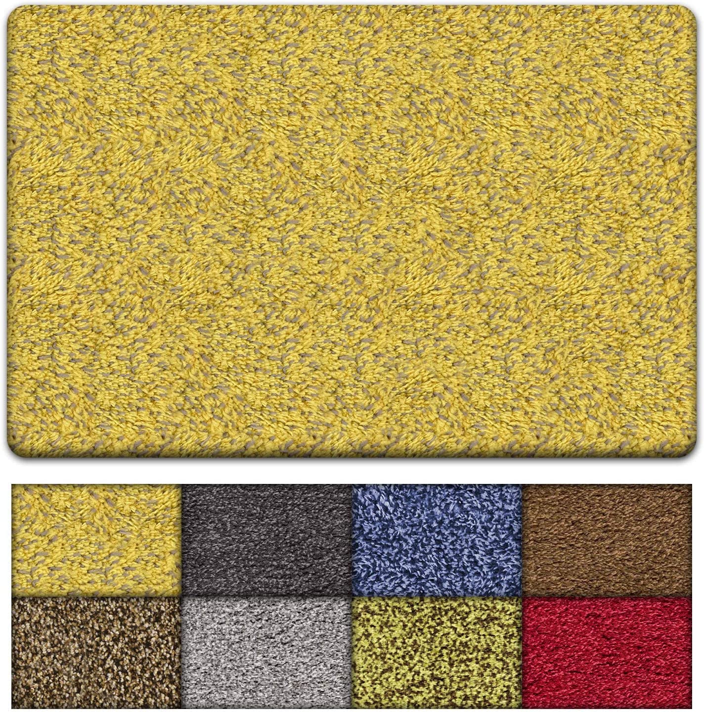 Kaluns Door Mat, Front Doormat, Super Absorbent Mud Mats, Doormats for Entrance Way, Entry Rug, Non Slip PVC Waterproof Backing, Shoe Mat for Entryway, Machine Washable (18x28 YELLOW)