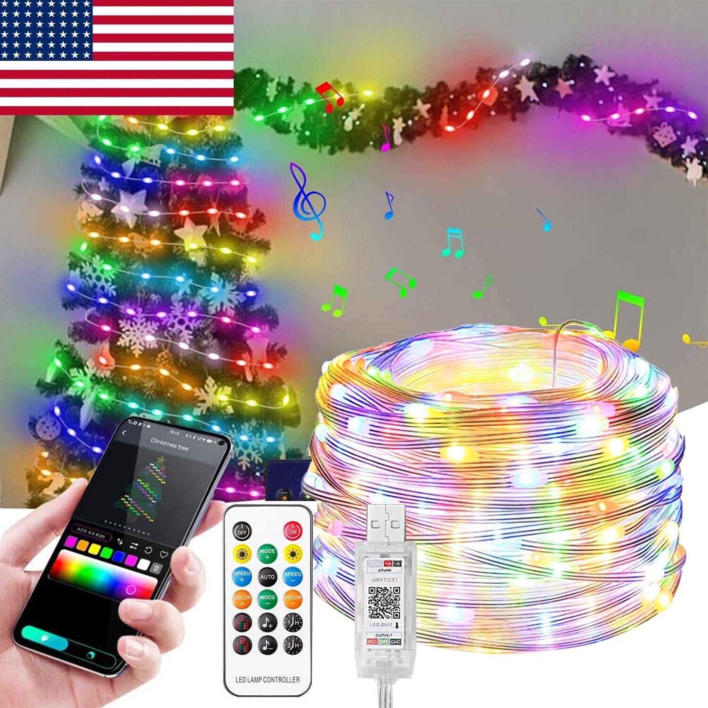 33ft 100LED Fairy String LightsSmart control and Remote Control for Xmas Party