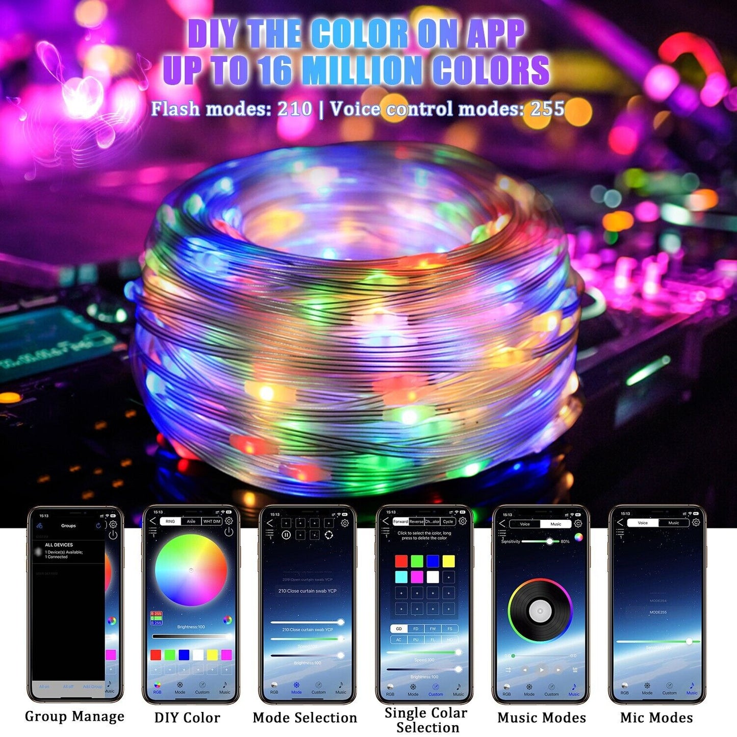 33ft 100LED Fairy String LightsSmart control and Remote Control for Xmas Party