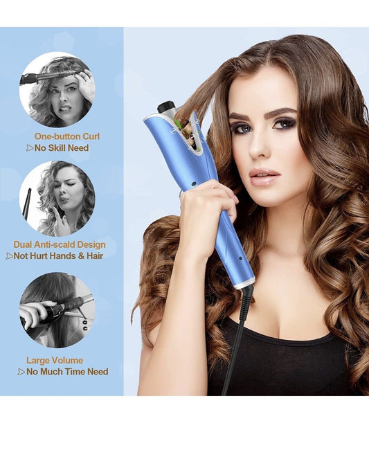 $11 off!!! Auto Hair Curler, Automatic Curling Iron Wand with 1" Large Rotating Barrel & 4 Temps & 3 Timer Settings, Curling Iron with Dual Voltage, Auto Shut-Off, Fast Heating Spin Iron for Hair Styling