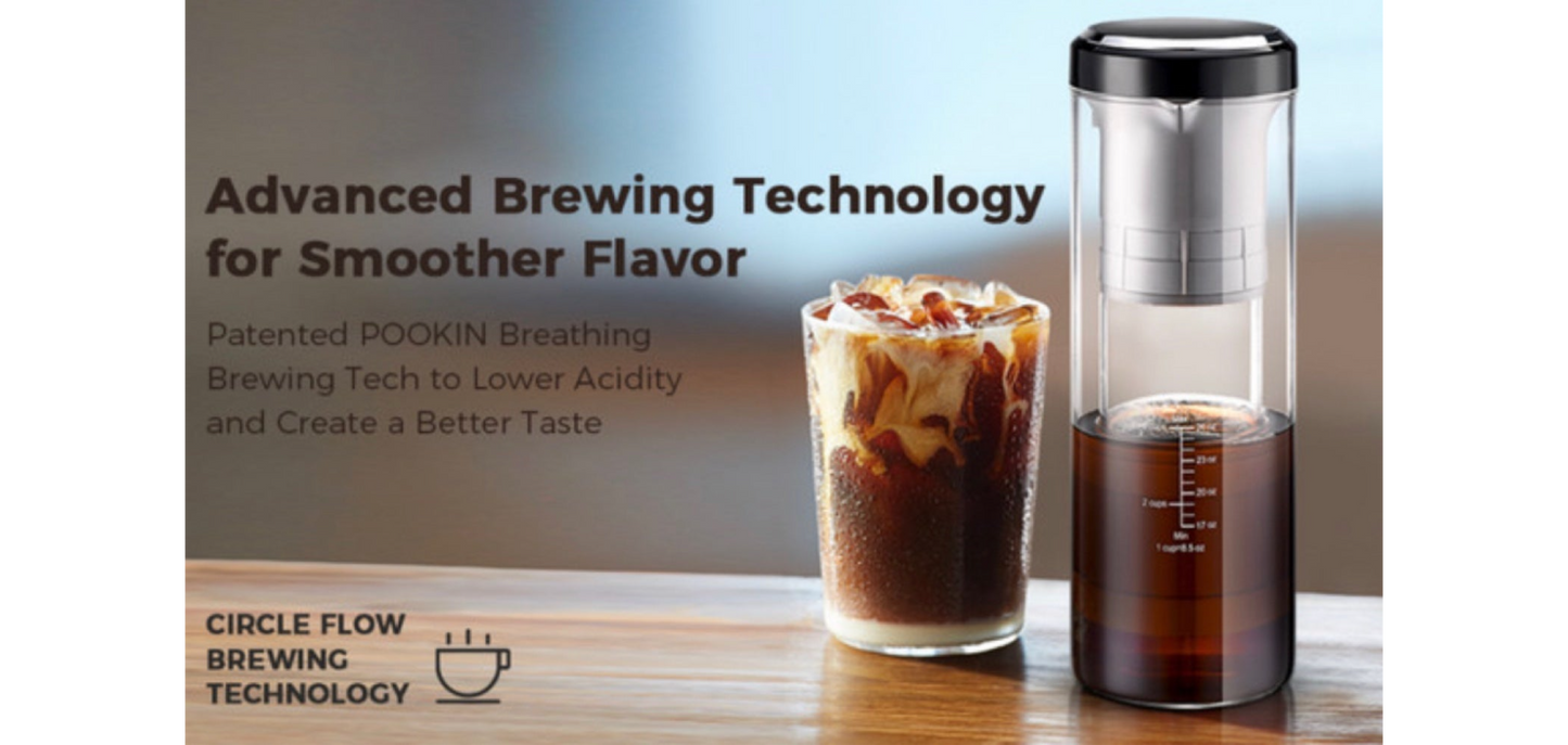 50% off alibaba!!! Cold Brew Electric Coffee Maker POOKIN Iced Coffee & tea Maker